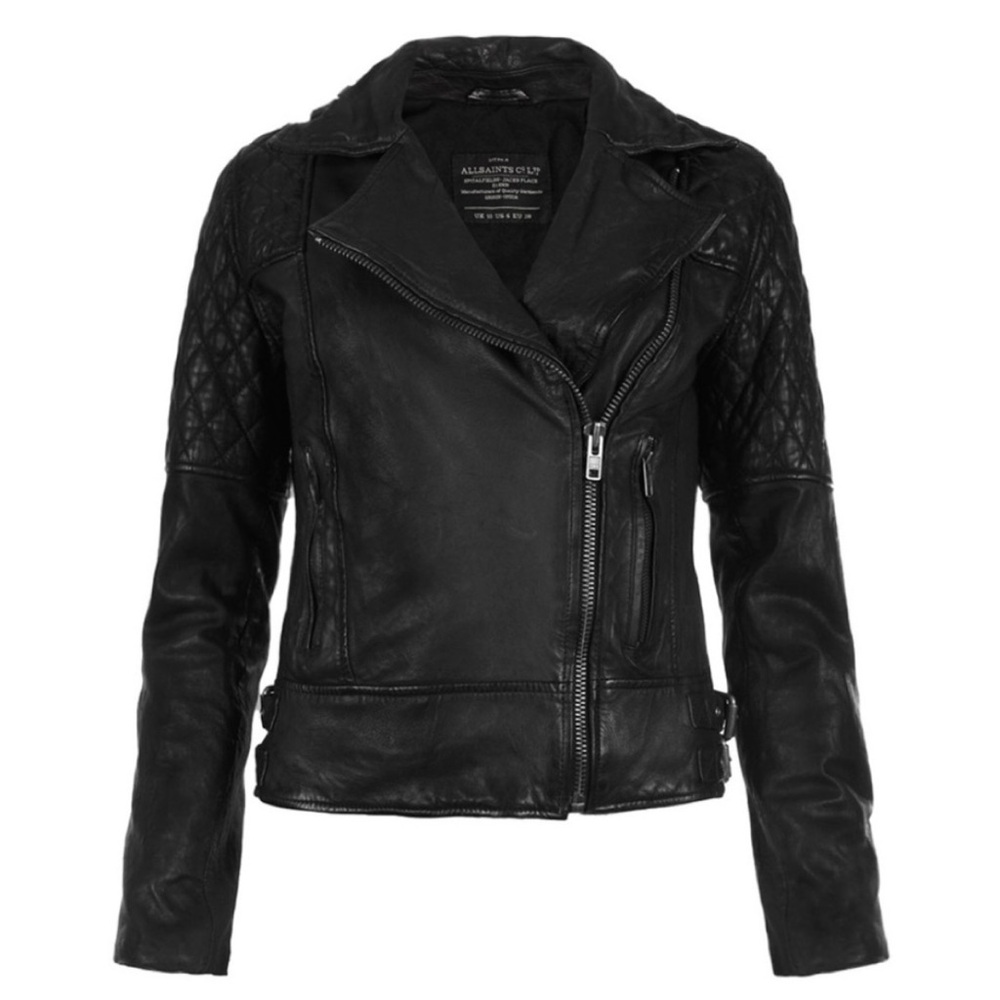 All Saints Black Leather Walker Jacket